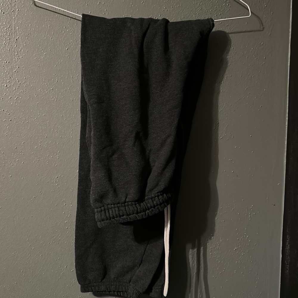Plain grey joggers with adjustable waistband